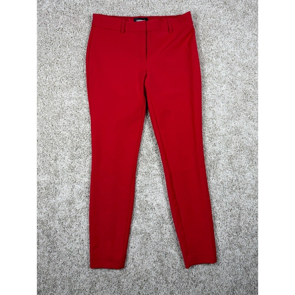 Express Editor Red Skinny Ankle Pants Womens Size 4R Stretch Mid Rise
